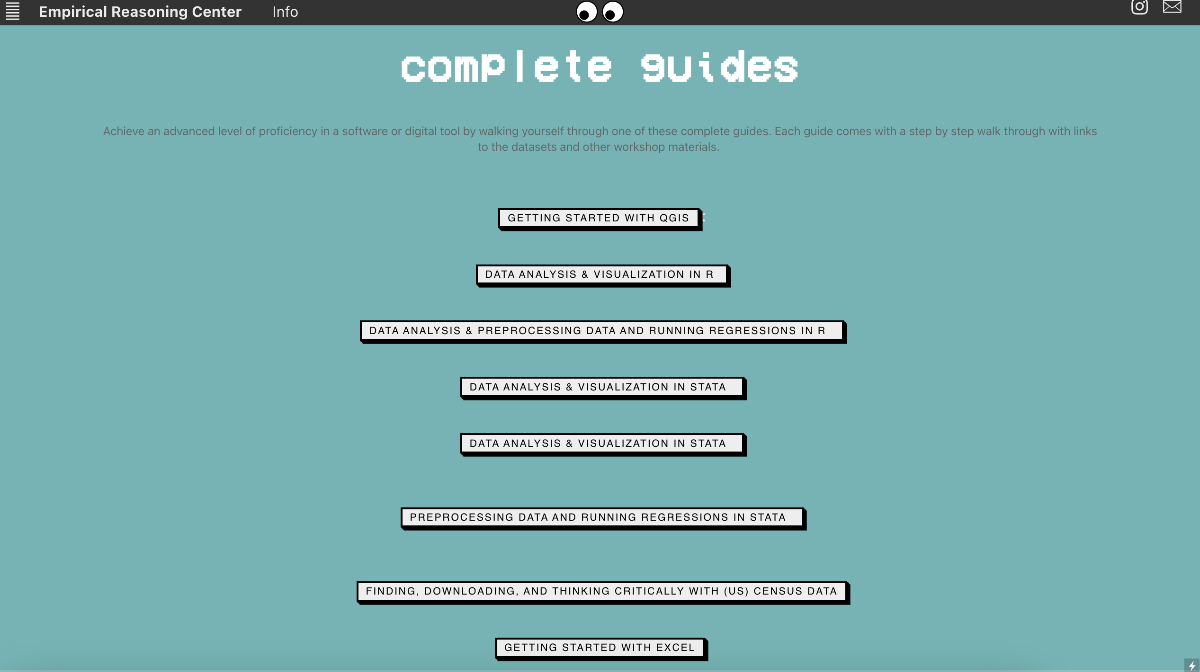 screenshot of page with tutorials