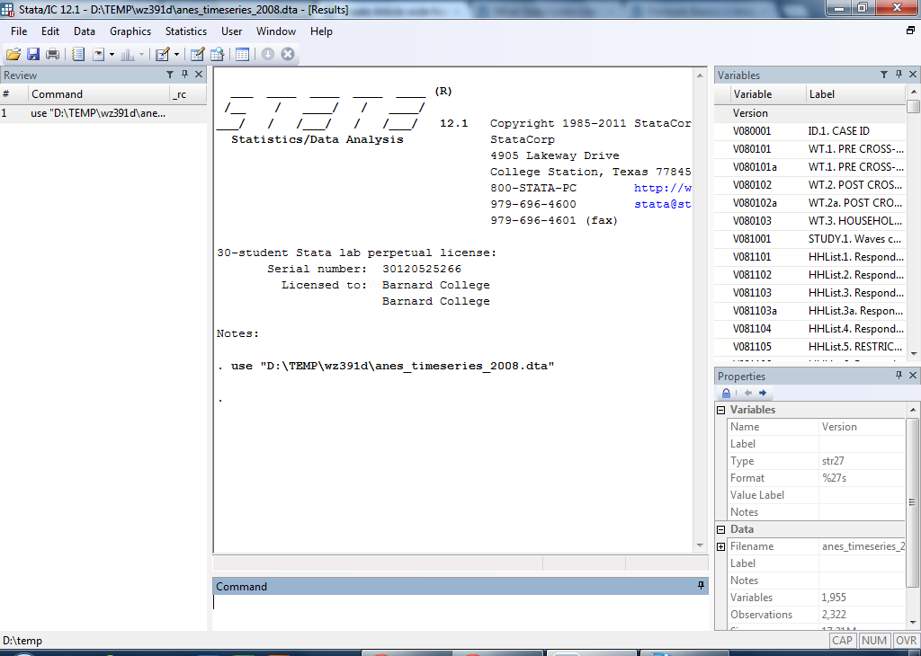 STATA screenshot