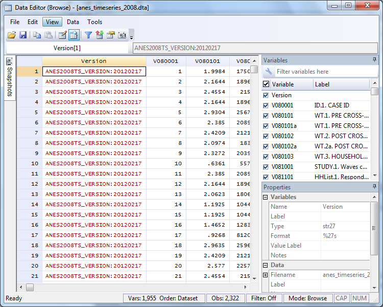 STATA screenshot